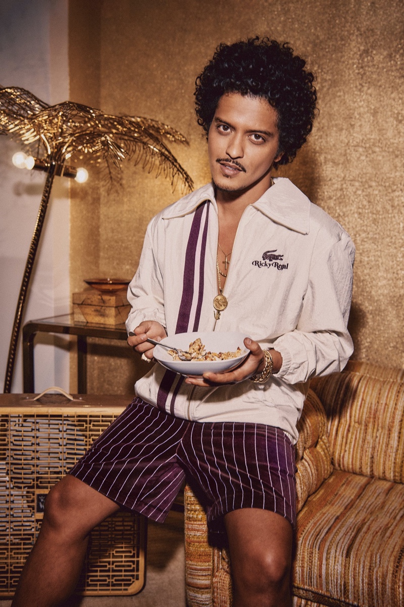Embracing a retro charm, Bruno Mars stars in the campaign for his Lacoste Ricky Regal collection campaign. » Bruno Mars Brings Retro Charm to Lacoste with Ricky Regal Collection Embracing a retro charm, Bruno Mars stars in the campaign for his Lacoste Ricky Regal collection campaign.