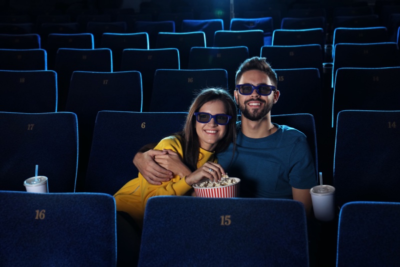 Couple Movie Night Date Theater Popcorn