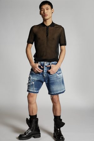 DSQUARED2 Men Shorts Blue Size 38 100% Cotton DSQUARED2 Men Shorts Blue Size 38 100% Cotton