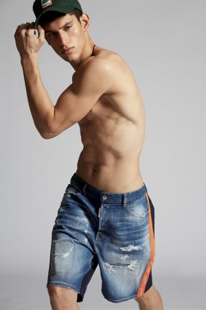 DSQUARED2 Men Shorts Blue Size 40 98% Cotton 2% Elastane Polyester DSQUARED2 Men Shorts Blue Size 40 98% Cotton 2% Elastane Polyester