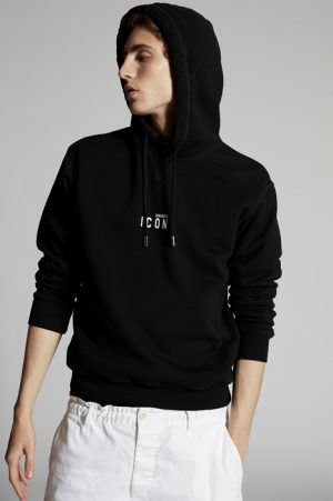 DSQUARED2 Men Sweatshirt Black/White Size S 100% Cotton DSQUARED2 Men Sweatshirt Black/White Size S 100% Cotton