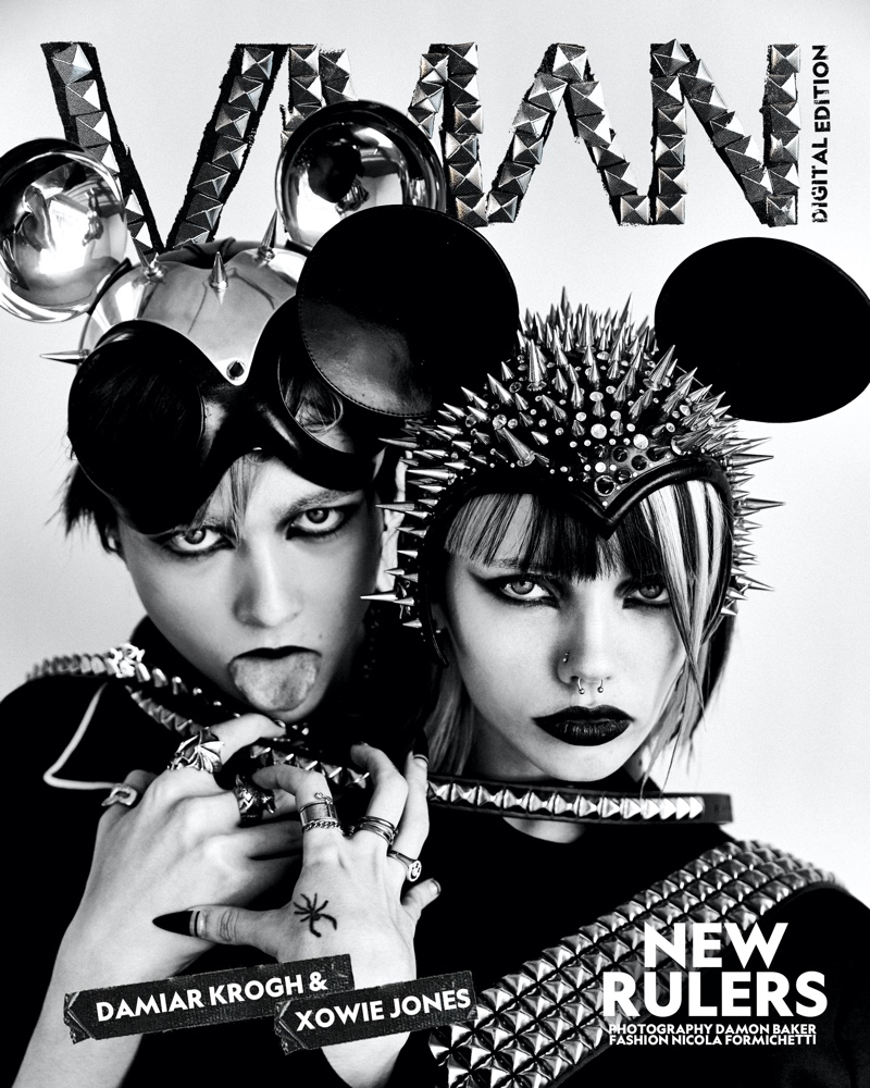 Damiar Krogh and Xowie Jones pose for a digital VMAN cover.