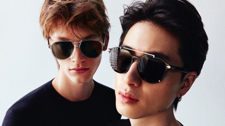 Models Daniel O. and Son Pham don Dior eyewear for Mytheresa.