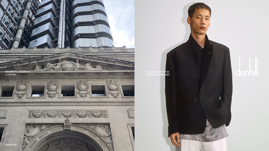 Wang Chenming dons contemporary tailoring for Dunhill's spring-summer 2021 campaign.