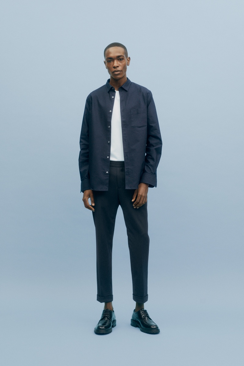 Timeless style is front and center as Sharif Idris models a look from Filippa K's Core collection.