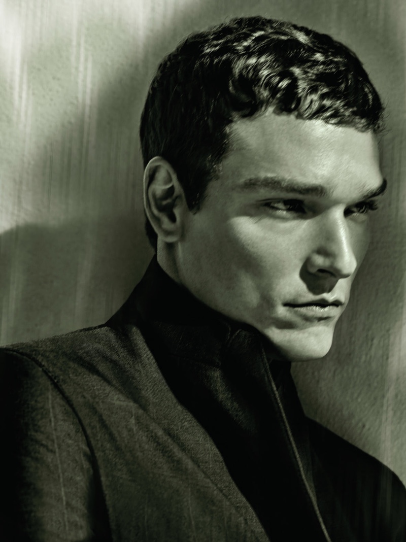 Brazilian model Alexandre Cunha reunites with Giorgio Armani for its spring-summer 2021 men's campaign.