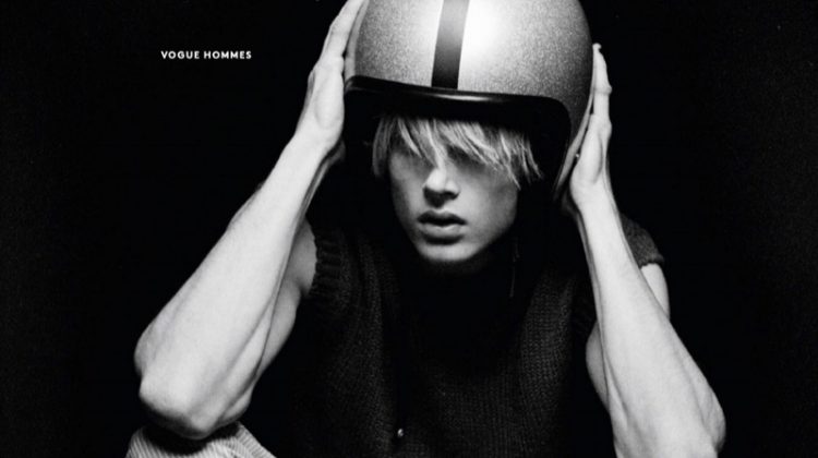 Teen Spirit: Hugh Secures His Helmet for Vogue Hommes