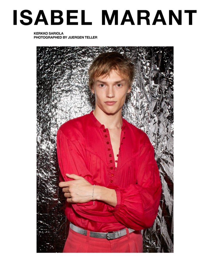 Juergen Teller photographs Kerkko Sariola for Isabel Marant's spring-summer 2021 men's campaign.