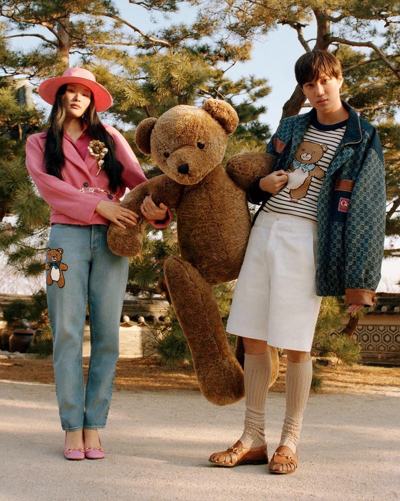 Singer Kai appears in a new campaign for his teddy bear-themed Gucci capsule collection.