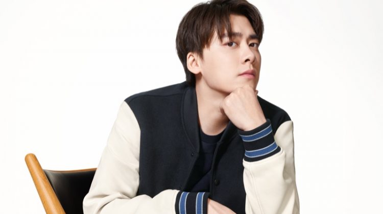 Rocking a varsity jacket, Li Yifeng fronts BOSS's spring-summer 2021 men's campaign.