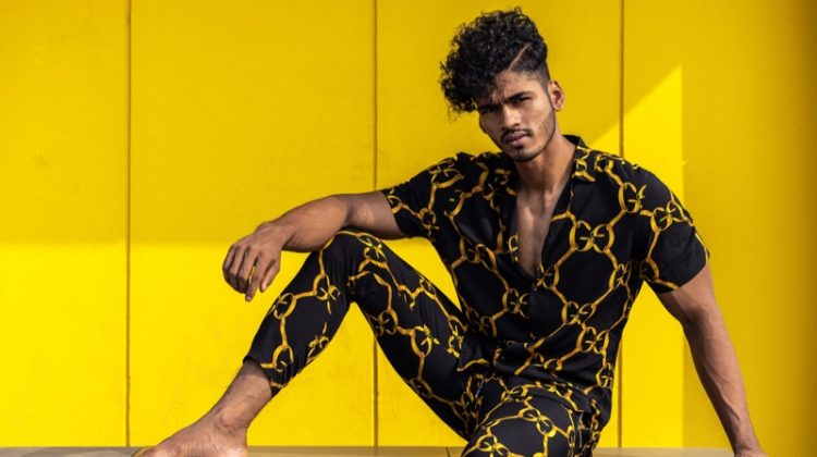 Male Model Jumpsuit Print