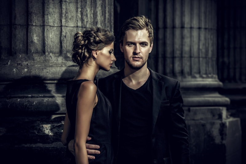 Man Woman Black Jacket Dress