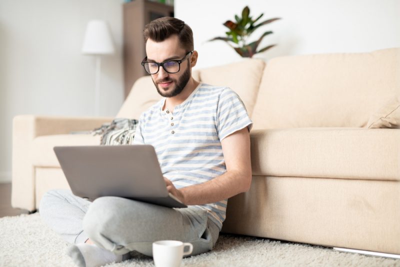 Man Working from Home in Joggers
