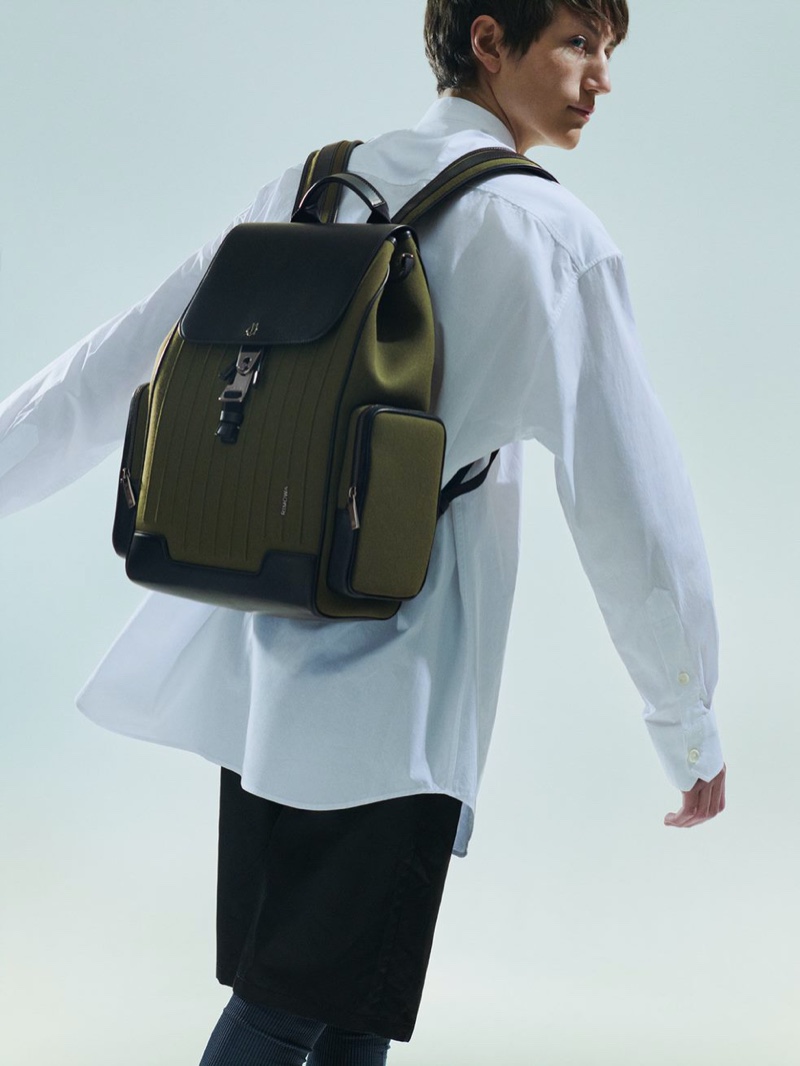 Sporting a RIMOWA backpack, Felix Cerutti fronts the brand's spring-summer 2021 campaign.