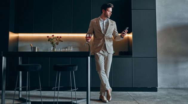 10 Modern Bachelor Pad Ideas Stylish Man Home Kitchen Suit Holding Glass