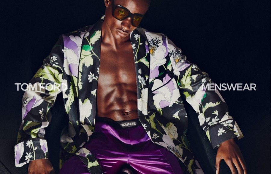 Making a case for luxurious loungewear, Victor Ndigwe fronts Tom Ford's spring-summer 2021 men's campaign.