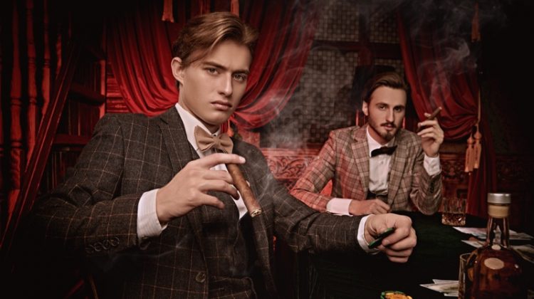 Well Dressed Men Suits Casino Cigars Luxury Drinks