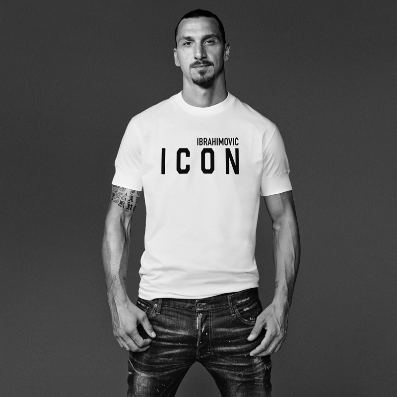 Footballer Zlatan Ibrahimović collaborates with Dsquared2 for a spring 2021 capsule collection.
