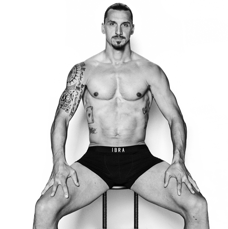 Stripping down to his underwear, a shirtless Zlatan Ibrahimović appears before the lens of photographer Giampaolo Sgura for Dsquared2.