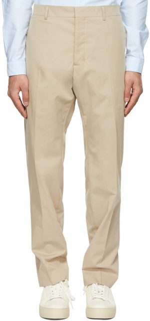 AMI Alexandre Mattiussi Beige Cigarette Fit Trousers AMI Alexandre Mattiussi Beige Cigarette Fit Trousers