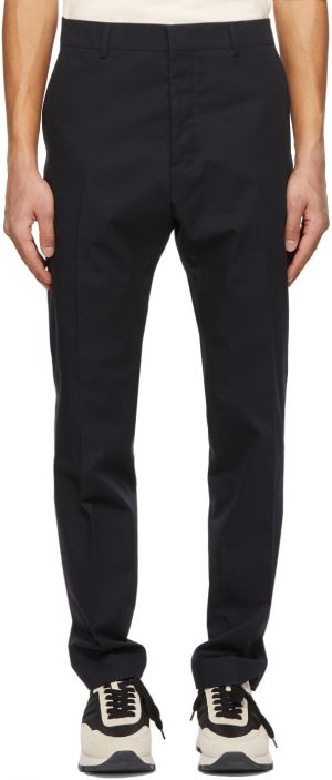 AMI Alexandre Mattiussi Navy Cigarette Fit Trousers AMI Alexandre Mattiussi Navy Cigarette Fit Trousers