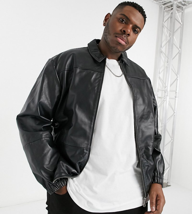 asos plus leather jacket