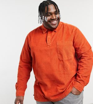 ASOS DESIGN Plus rugby style overhead corduroy shirt in rust-Orange ASOS DESIGN Plus rugby style overhead corduroy shirt in rust-Orange
