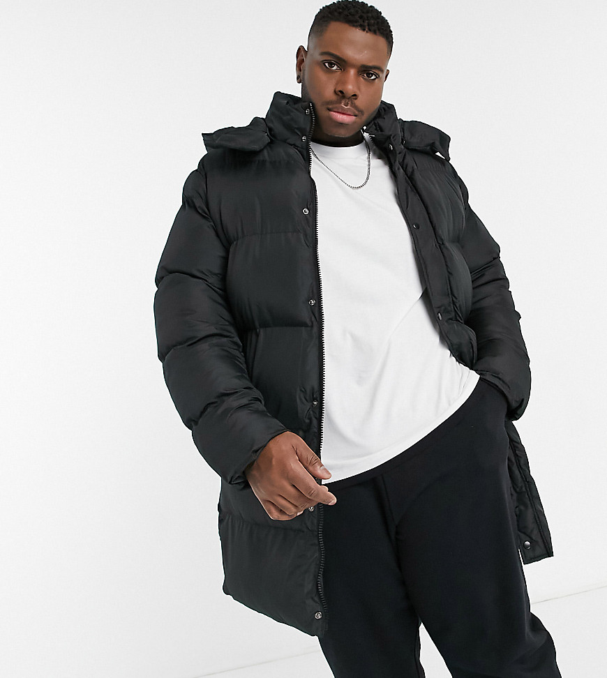 ASOS DESIGN Plus sustainable puffer jacket in longerline in black | The ...