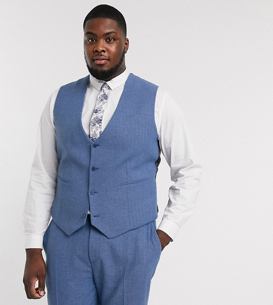 ASOS DESIGN Plus wedding super skinny suit suit vest in cornflower blue ...