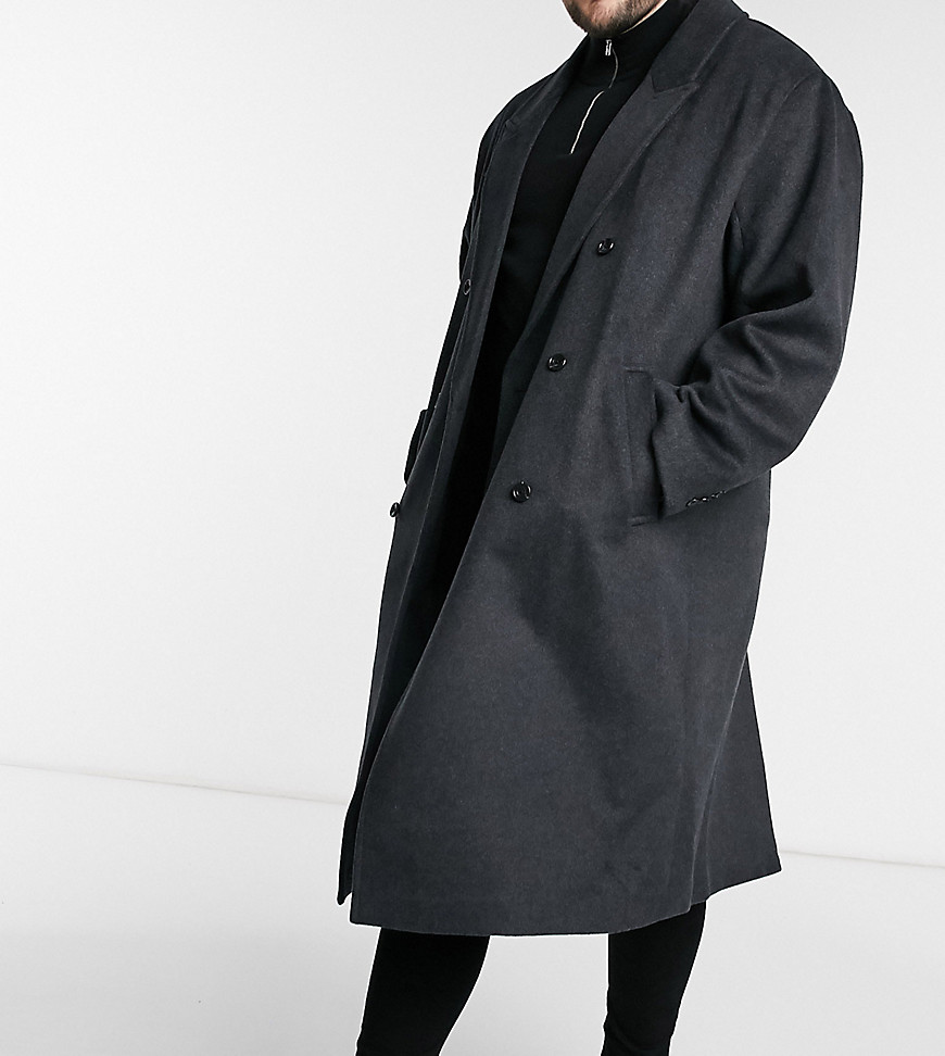 ASOS DESIGN Plus woolblend longline overcoat in charcoalBlack The