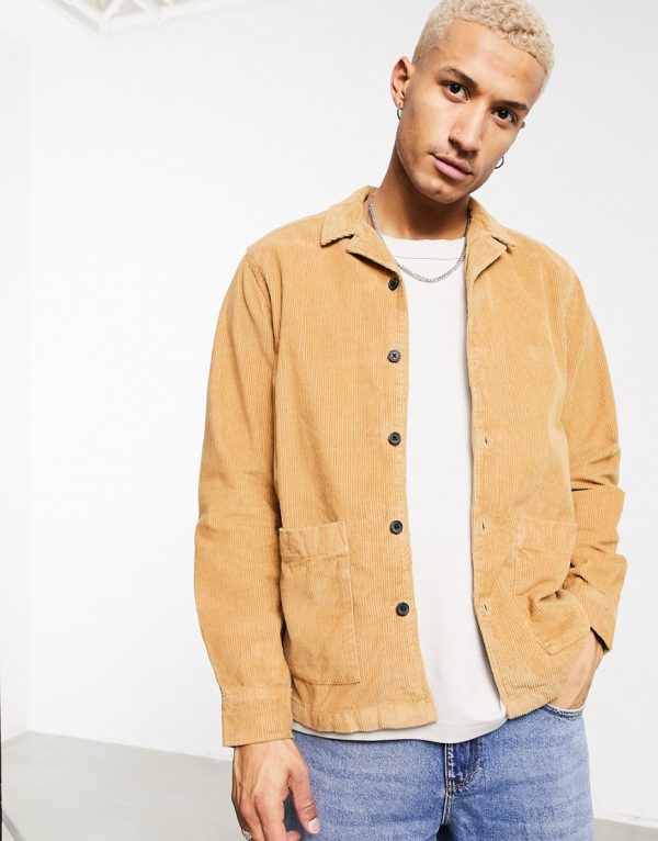 ASOS DESIGN cord overshirt in tobacco-Brown | The Fashionisto