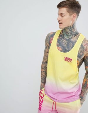 ASOS DESIGN cream Ibiza extreme racer back with dip dye two-piece-Yellow ASOS DESIGN cream Ibiza extreme racer back with dip dye two-piece-Yellow