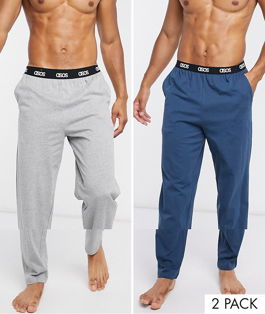 ASOS DESIGN lounge bottoms in gray marl & navy saveMulti The Fashionisto