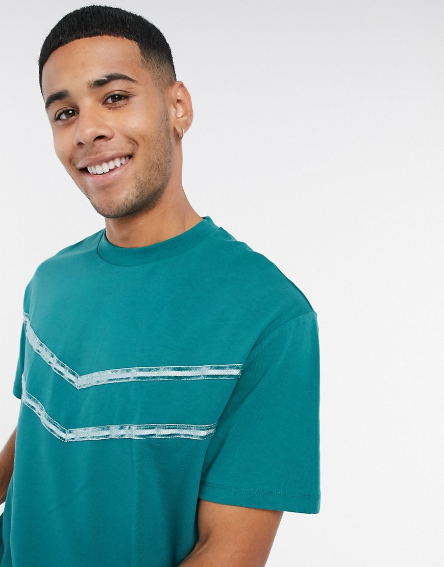 green chevron print oversized shirt