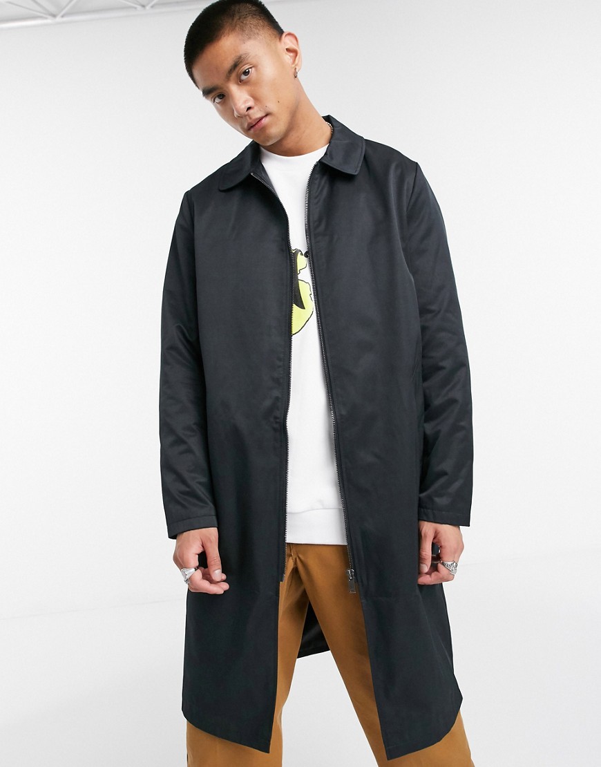 ASOS DESIGN oversized trench coat in black with zip | The Fashionisto