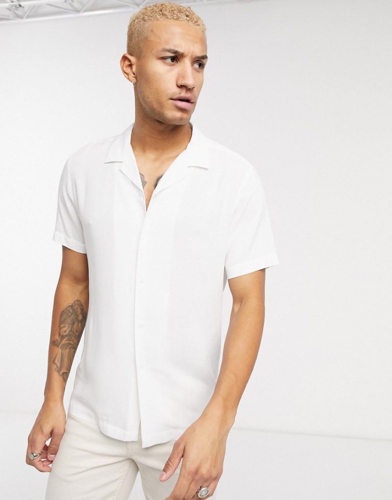 white revere collar shirt