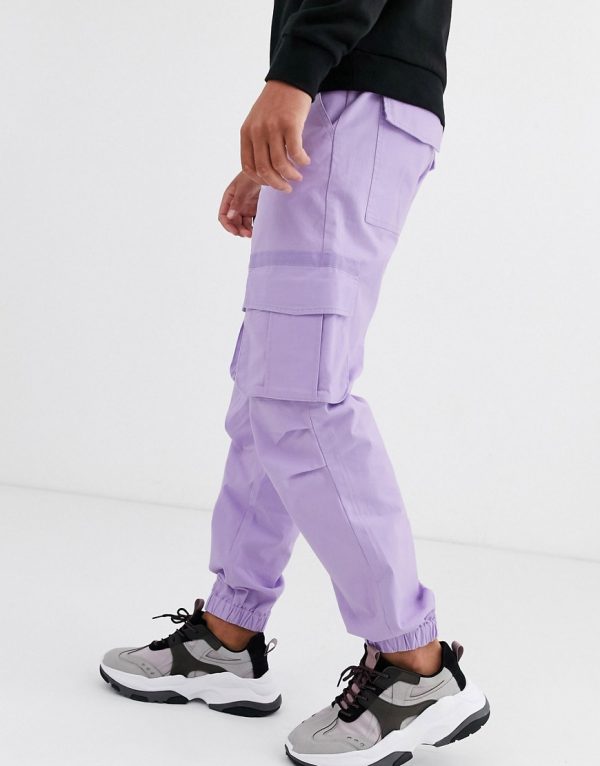 black and purple cargo pants