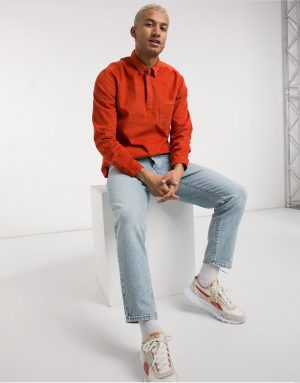 ASOS DESIGN rugby style overhead cord shirt in rust-Orange ASOS DESIGN rugby style overhead cord shirt in rust-Orange
