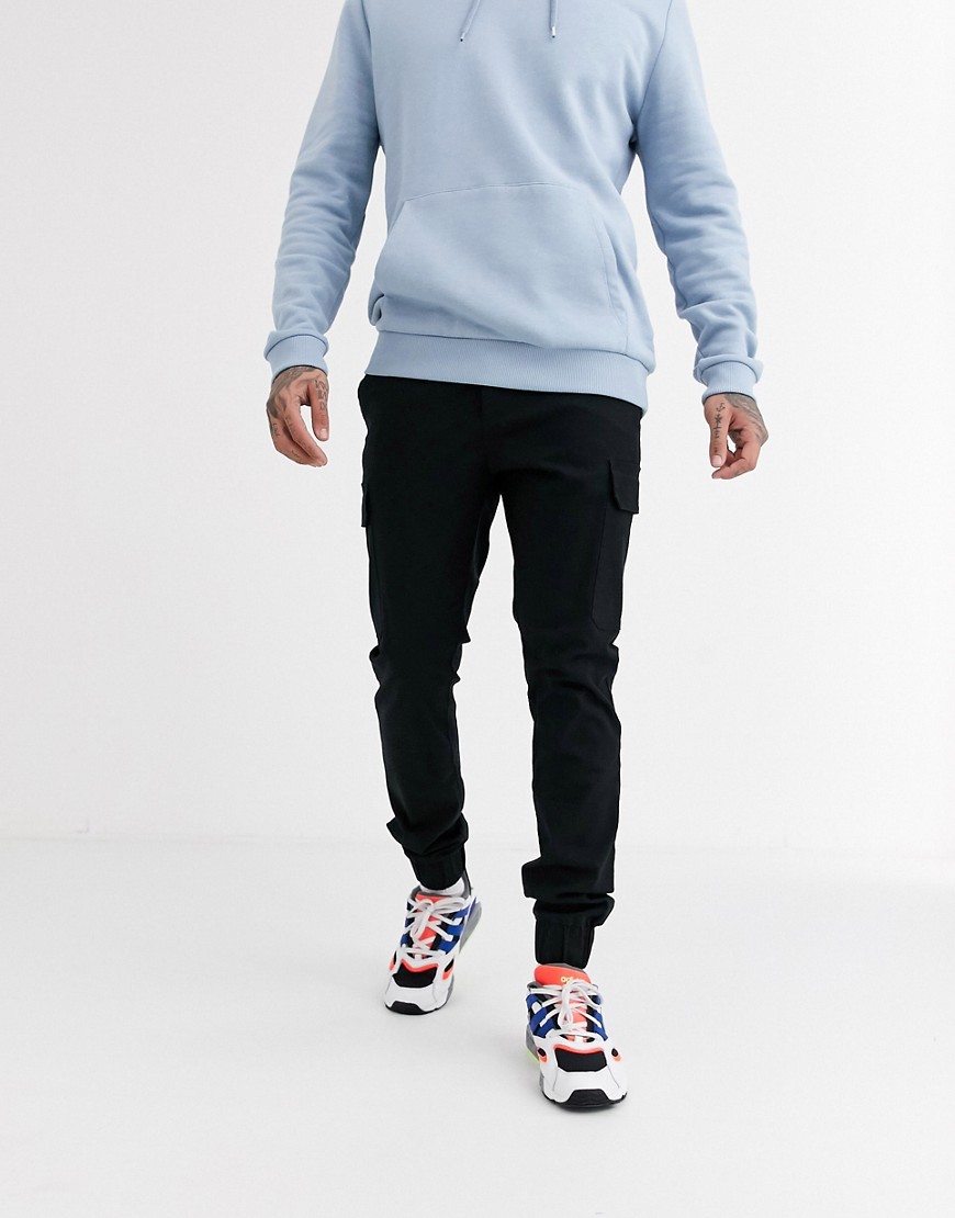 black cuffed cargo pants