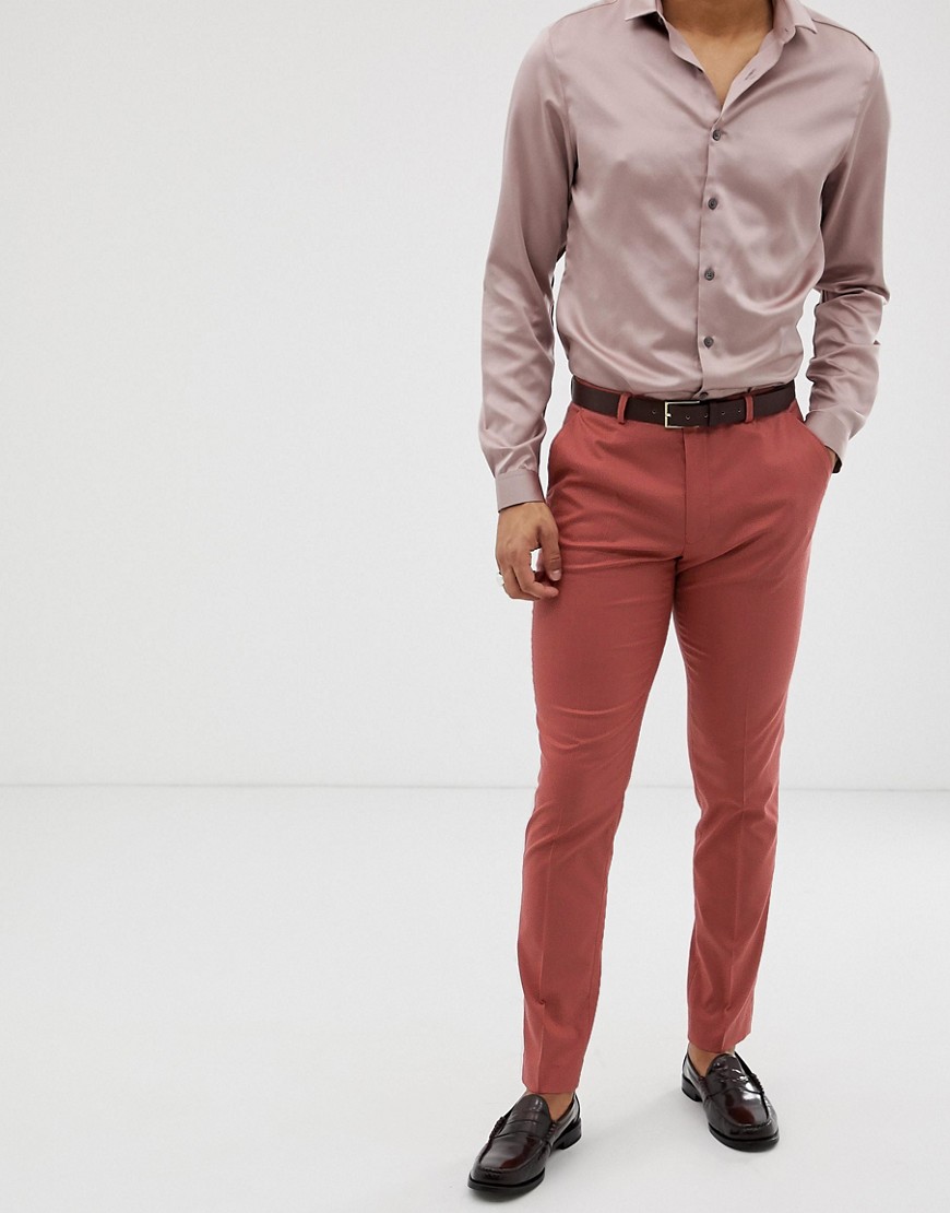 ASOS DESIGN skinny suit pants in pink | The Fashionisto