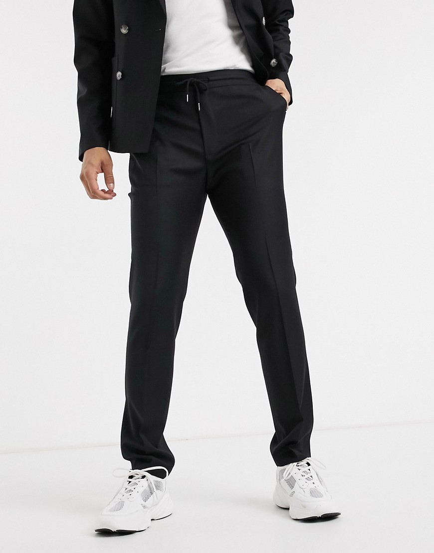 ASOS DESIGN slim soft tailored smart trousers in black 100% wool | The ...