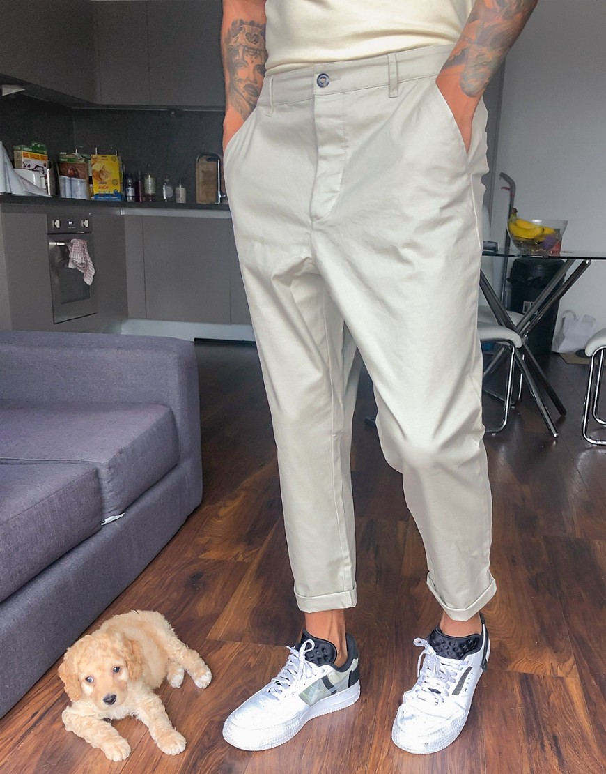 ASOS DESIGN tapered cropped chinos in beigeNeutral The Fashionisto