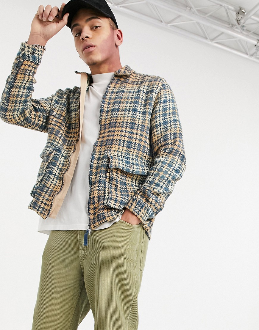 beige checked overshirt