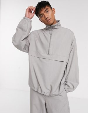 ASOS WHITE two-piece woven tracksuit top in gray ASOS WHITE two-piece woven tracksuit top in gray