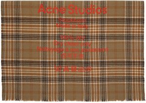 Acne Studios Beige & Brown Wool Tartan Check Scarf Acne Studios Beige & Brown Wool Tartan Check Scarf