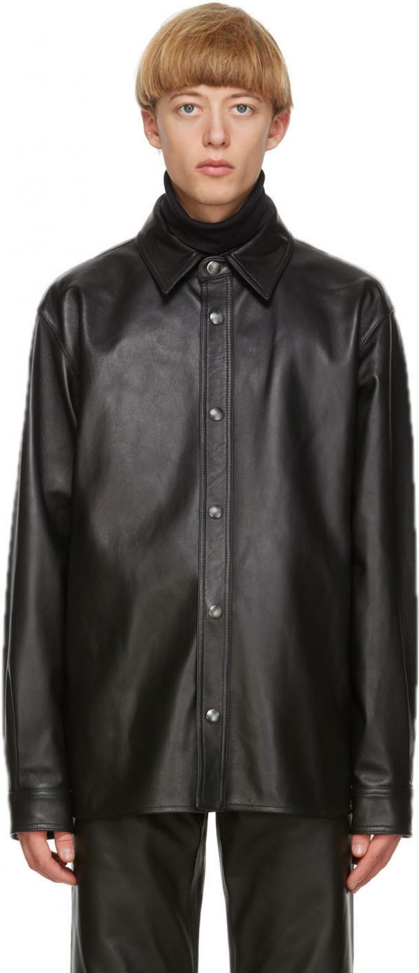 Acne Studios Black Leather Overshirt Jacket | The Fashionisto
