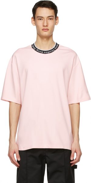 Acne Studios Pink Jacquard Logo T-Shirt Acne Studios Pink Jacquard Logo T-Shirt