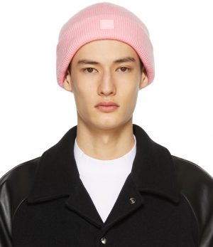 Acne Studios SSENSE Exclusive Pink Wool Patch Beanie Acne Studios SSENSE Exclusive Pink Wool Patch Beanie