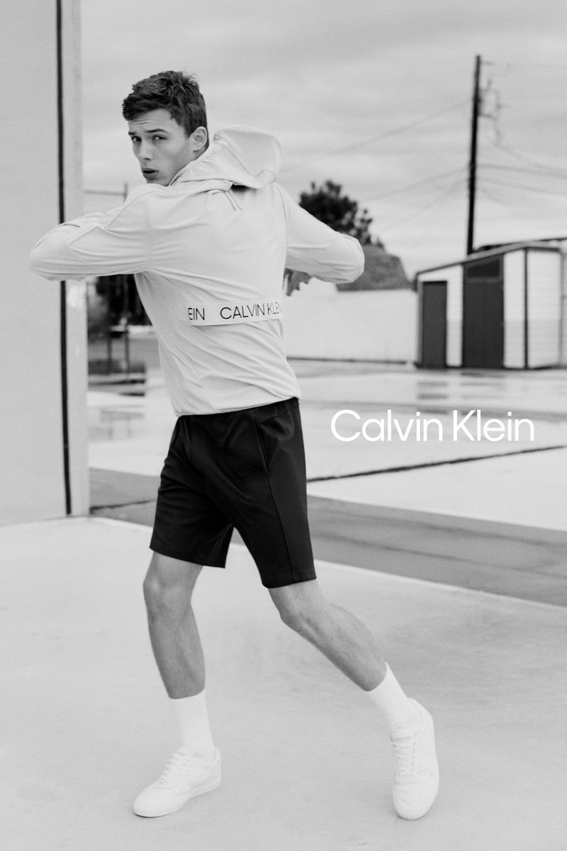 Working out, João Knorr appears in Calvin Klein Performance's spring 2021 campaign.