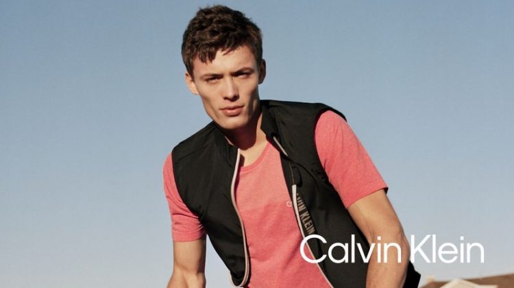 Riding a bike, João Knorr stars in Calvin Klein Performance's spring 2021 campaign.